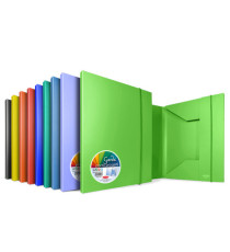 Cartella 3 lembi con elastico Garda - 25,7 x 34,5 cm - dorso 4 cm - PP - colori assortiti - Plastibor