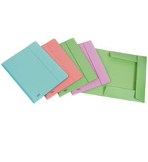 Cartella 3 lembi con elastico Pastel - 24 x 33cm - dorso 1 cm - PP - colori assortiti - Favorit