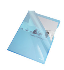 Cartellina a L - A4 - PVC - liscio pesante - blu cristallo - Esselte - conf. 25 pezzi