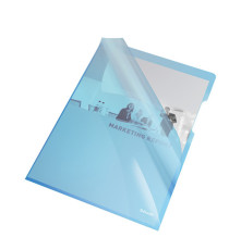 Cartellina a L - A4 - PVC - liscio pesante - blu cristallo - Esselte - conf. 25 pezzi