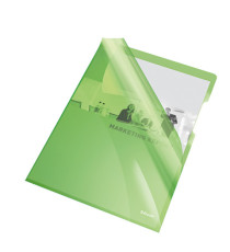 Cartellina a L - A4 - PVC - liscio pesante - verde cristallo - Esselte - conf. 25 pezzi
