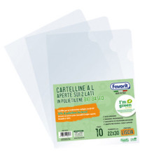 Cartellina a L BioBased - 22 x 30 cm - PE riciclato - liscio pesante - trasparente - Favorit - conf. 10 pezzi