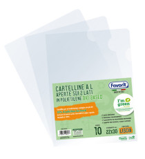 Cartellina a L BioBased - 22 x 30 cm - PE riciclato - liscio pesante - trasparente - Favorit - conf. 10 pezzi