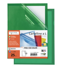 Cartellina a L Poli 150 Color - A4 - PP - buccia pesante - verde - Sei Rota - conf. 25 pezzi