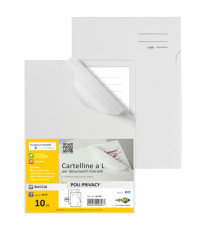 Cartellina a L Poli Privacy - A4 - PP - liscio pesante - bianco opaco per documenti riservati - Sei Rota