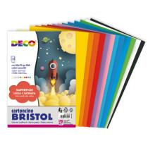 Cartoncino Bristol - 50 x 70 cm - 200 gr - colori assortiti - 15 fogli - Deco