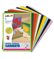 Cartoncino ondulato Cannetè 2200 - 25 x 35 cm - 230 gr - colori assortiti - DECO - conf. 10 fogli
