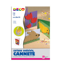 Cartoncino ondulato Cannetè 2205 - 50 x 70 cm - 230 gr - colori assortiti - DECO - conf. 10 fogli