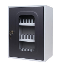 Cassetta portacellulare con anta trasparente - 30 posti - 30 x 23 x 40 cm - grigio - Metalplus