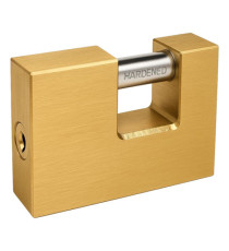 Lucchetto corazzato per saracinesca - ottone massiccio - 7,7 x 5 x 1,6 cm - oro - Metalplus