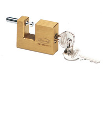 Lucchetto corazzato per saracinesca - ottone massiccio - 7,7 x 5 x 1,6 cm - oro - Metalplus