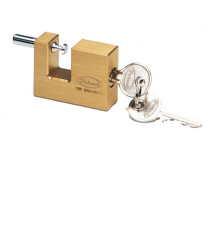 Lucchetto corazzato per saracinesca - ottone massiccio - 7,7 x 5 x 1,6 cm - oro - Metalplus