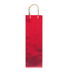 Portabottiglie natale - 12 x 37 x 9 cm - carta metal - rosso - Sadoch