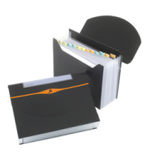 Portadocumenti a soffietto Optima - 13 tasche - 23 x 33 cm - PP- nero - Rexel