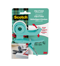 Dispenser Clip & Twist - per nastri 33 m - rotolo da 1,9 cm x 9,8 m incluso - menta - Scotch