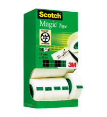 Nastro adesivo Magic 810 - 19 mm x 33 m - acrilico - trasparente - Scotch - Multi Pack 12+2 rotoli