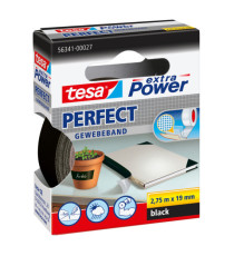 Nastro adesivo telato XP Perfect - 19 mm x 2,7 m - tela plastificata - nero - Tesa