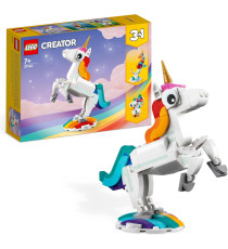 Lego Creator 3in1 - Unicorno magico - Lego 31140 si Trasforma in Cavalluccio Marino o in Pavone 145pz Anni 7+