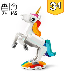 Lego Creator 3in1 - Unicorno magico - Lego 31140 si Trasforma in Cavalluccio Marino o in Pavone 145pz Anni 7+