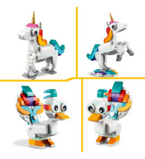 Lego Creator 3in1 - Unicorno magico - Lego 31140 si Trasforma in Cavalluccio Marino o in Pavone 145pz Anni 7+