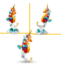 Lego Creator 3in1 - Unicorno magico - Lego 31140 si Trasforma in Cavalluccio Marino o in Pavone 145pz Anni 7+
