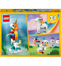 Lego Creator 3in1 - Unicorno magico - Lego 31140 si Trasforma in Cavalluccio Marino o in Pavone 145pz Anni 7+