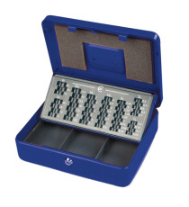 Cassetta portavalori Europa - 30 x 24 x 9 cm - blu - Metalplus