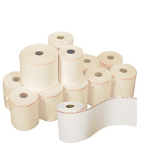 Rotolo per POS e carta di credito - 57 mm x 20 m - 53 gr - diametro esterno 64 mm - anima 12 mm - carta chimica a 2 copi