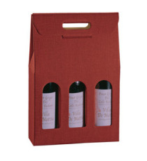 Scatola - 3 bottiglie - 27 x 9 x 38,5 cm - cartone seta - bordeaux - Scotton