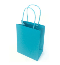 Shopper Twisted - maniglie cordino - 14  x 9 x 21 cm - carta kraft - turchese - Mainetti Bags - conf. 25 pezzi