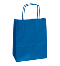 Shopper Twisted - maniglie cordino - 14 x 9 x 21 cm - carta kraft - blu - Mainetti Bags - conf. 25 pezzi