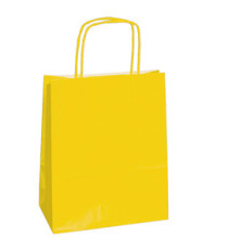 Shopper Twisted - maniglie cordino - 14 x 9 x 21 cm - carta kraft - giallo - Mainetti Bags - conf. 25 pezzi