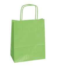 Shopper Twisted - maniglie cordino - 14 x 9 x 21 cm - carta kraft - verde mela - Mainetti Bags - conf. 25 pezzi
