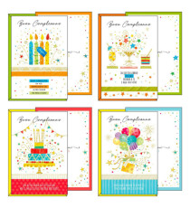 Biglietto Buon Compleanno - 11,7 x 17 cm - 4 soggetti assortiti - Kartos