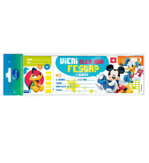 Blocchetto invito alla festa Mickey Disney - 24,8 x 7,5 cm - Rex Sadoch - conf. 10 inviti