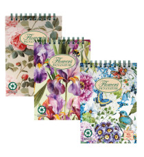 Blocco spirale Nature Flowers - A6 - 5mm - 50 fogli - 80 gr - spiralato sul lato corto - Pigna