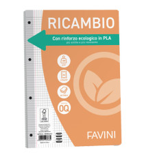 Ricambi forati riforzati ecologico - A4 - 5mm c/margine - 100gr -Favini - conf. 40 pezzi