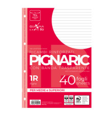 Ricambi forati rinforzati Pignaric - A4 - 1 rigo - 80gr - Pigna - conf. 40 pezzi