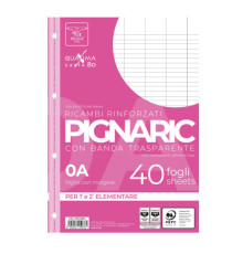 Ricambi forati rinforzati Pignaric - A4 - rigo di 1a - 80gr - Pigna - conf. 40 pezzi