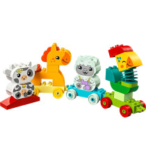 Lego Duplo - Il treno degli animali - Lego 10412 con Gallo, Cavallo, Agnello e Mucca della Fattoria 19pz Anni 1,5+