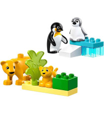 Lego Duplo - Famiglie di animali: pinguini e leoni - Lego 10442 con 2 habitat in mattoncini e 4 animali 10pz Anni 2+