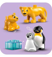 Lego Duplo - Famiglie di animali: pinguini e leoni - Lego 10442 con 2 habitat in mattoncini e 4 animali 10pz Anni 2+