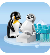 Lego Duplo - Famiglie di animali: pinguini e leoni - Lego 10442 con 2 habitat in mattoncini e 4 animali 10pz Anni 2+