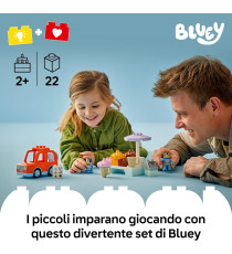 Lego Duplo Bluey - Visita alla gelateria di Bluey - Lego 10458 con Macchina , Stand dei Gelati e 2 Figure 22pz Anni 2+