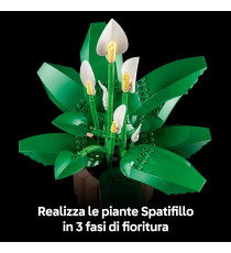 Lego The Botanical Collection - Spatifillo - Lego 11504 con Vaso - con Fiori Bianchi Finti e Boccioli Anni 18+ 474pz