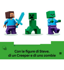 Lego Minecraft - Casa nella giungla esplosiva - Lego 21275 Barca, Figure di Steve, Creeper e Zombie, Funzione TNT 287pz Anni 8+
