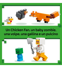 Lego Minecraft - Fattoria di galline - Lego 21585 con un Fan della Gallina,Mob di un Baby Zombie e di una Volpe 233pz Anni 7+