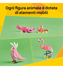 Lego Creator 3in1 - Animali selvatici: fenicottero rosa - Lego 31170 Si Trasforma in Pappagallo Cacatua o Axolotl Anni 8+ 288pz