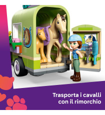 Lego Friends - Rimorchio per cavallo e puledro - Lego 42695 con Cavallo, Pony, Accessori per la Cura degli Animali 279pz Anni 7+