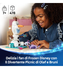 Lego Disney Frozen - Il divertente picnic di Olaf e Bruni - Lego 43287 Pupazzo di neve con coperta da picnic Anni 7+ 478pz
